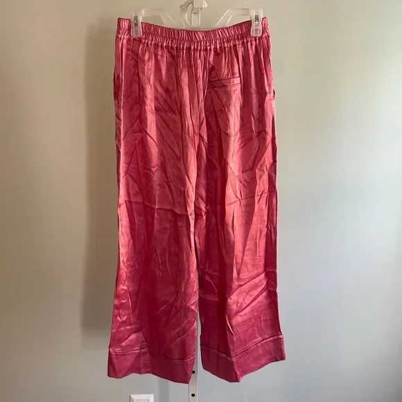 Q2 Exclusive Pink Viscose Wide Leg Pants
